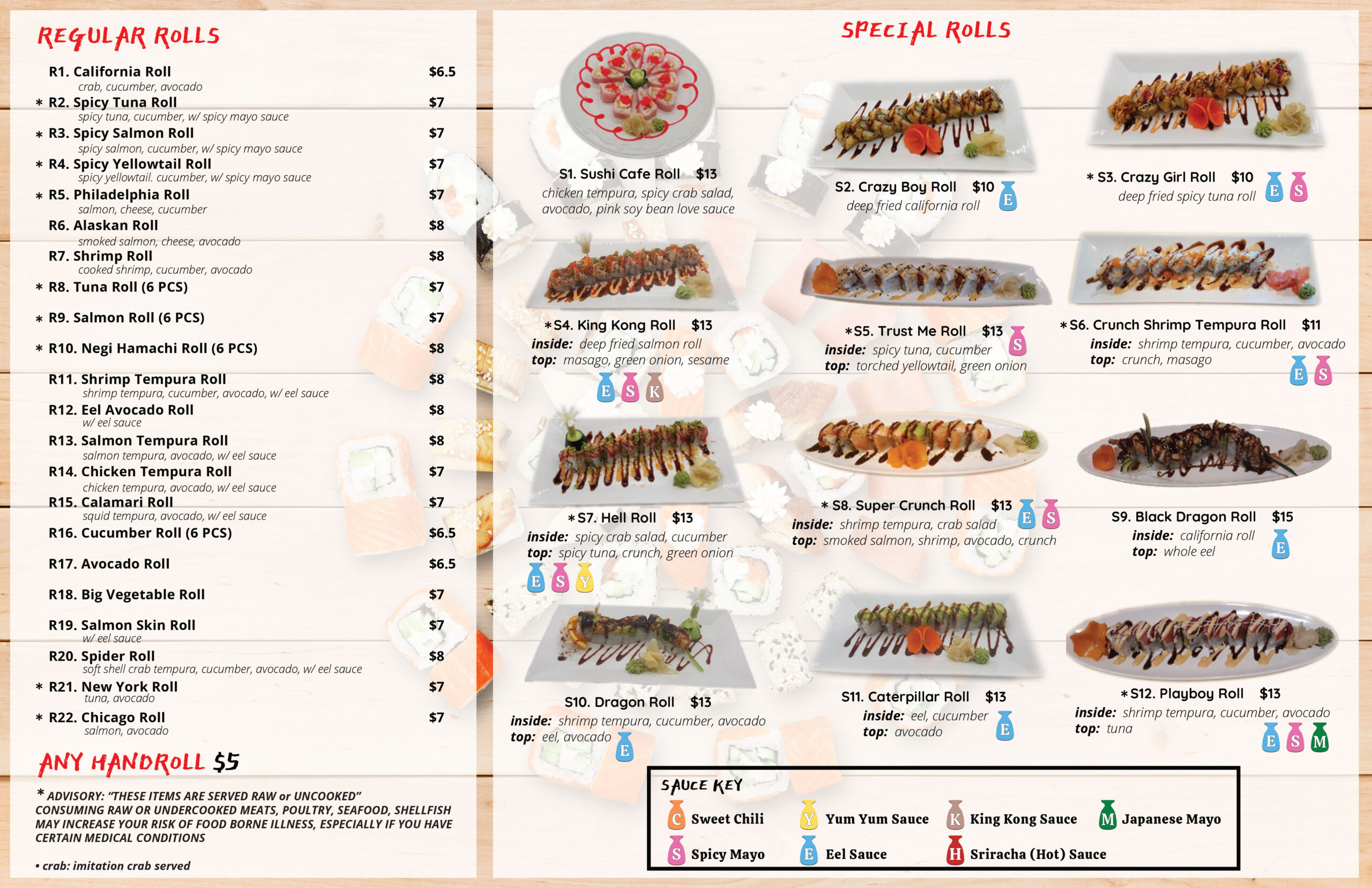 Sushi Cafe Menu