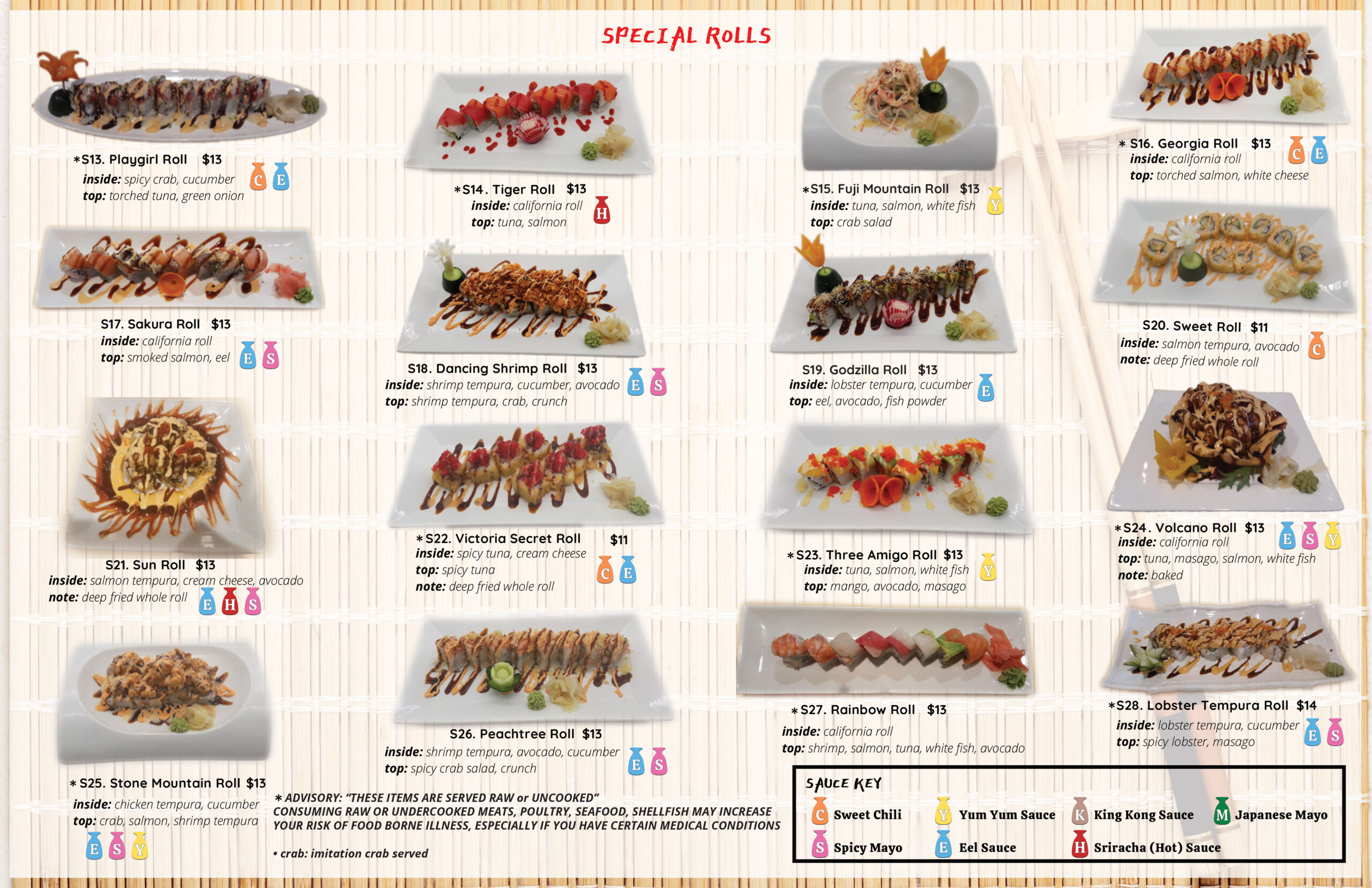 Sushi Cafe Menu